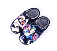Roffatide Anime One Piece Fuzzy Slippers Nico·Robin Closed Toe Open Back Slippers with Rubber Sole House Slippers Non-Slip Indoor Plush Shoes for Women 8.5-9.5/ Men 9-10