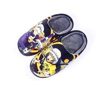 Roffatide Anime One Piece Fuzzy Slippers Trafalgar Law Closed Toe Open Back Slippers with Rubber Sole House Slippers Non-Slip Indoor Plush Shoes for Women 5.5-6.5/ Men 6-7