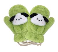 Roffatide Anime Pachacco Cozy Wool Knit Thick Gloves Mittens Full Finger Plush Fleece Winter Embroidered Cute Cinnamoroll Gloves with Girls Boys Green