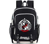 Roffatide Anime Printed Backpack College Schoolbag Laptop Rucksack Daypack with USB Charging Port & Headphone Port Black