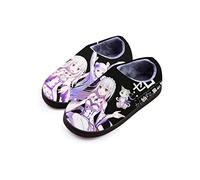 Roffatide Anime Re:ZERO -Starting Life in Another World Slippers Emilia Closed Back Rubber Sole House Plush Slippers Slip-On Fuzzy Slippers for Women 10-11/ Men 10.5-11.5