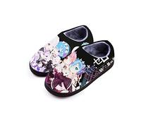 Roffatide Anime Re:ZERO -Starting Life in Another World Slippers Emilia Rem Ram Closed Back Rubber Sole House Plush Slippers Slip-On Fuzzy Slippers for Women 7-8/ Men 7.5-8.5