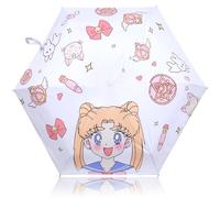 Roffatide Anime Sailor Moon Luna Cat Umbrella 35.4 inch Cartoon Cute Rainy Umbrellas Compact Folding Travel Mini Umbrella Windproof Waterproof Anti-UV Protection Sunny Umbrella