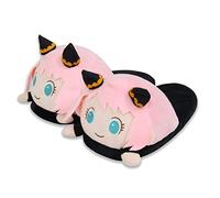 Roffatide Anime SPY×FAMILY Pink Fuzzy Slippers Anya Forger House Slippers Closed Toe Open Back Foam Slippers with Rubber Sole for Women Girls One Size