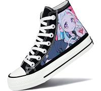 Roffatide Anime Toilet Bound Hanako Kun High Top Canvas Sneakers Printed Flats Shoes Slip-Ons Lace-up Skateboarding Shoes Black Unisex Size 6