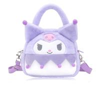 Roffatide Cartoon Cute Cartoon Evil Rabbit Cute Bunny Mini Tote Bag Women Fluffy Stuffed Animals Shoulder Hobo Handbags Kawaii Fuzzy Bag Birthday Purple