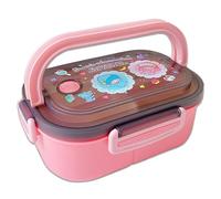 Roffatide Cartoon Cute Cinnamoroll Melody Kuromi Printed All-in-One Bento Boxes with Handle Kawaii 4-Point Lock Type Lunch Box Containers for Food Fruit Snack K