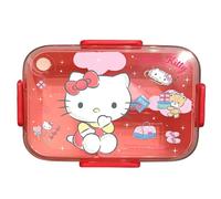 Roffatide Cartoon Cute KT Cat Printed All-in-One Bento Boxes with Spoon Kawaii 4-Point Lock Type Lunch Box Containers for Food Fruit Snack