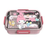 Roffatide Cartoon Cute Printed All-in-One Bento Boxes Kawaii 4-Point Lock Type Lunch Box Containers for Food Fruit Snack