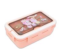 Roffatide Cartoon Cute Printed All-in-One Bento Boxes with Handle Kawaii 4-Point Lock Type Lunch Box Containers for Food Fruit Snack