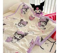 Roffatide Cartoon Kuromi Bedding Super Soft Cozy Blanket Fabric Cooling Blanket for Night Sweats Hot Sleepers Soft Breathable Lightweight Comforter All-Season Lightweight Blanket 150 * 200 A