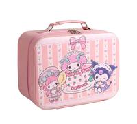Roffatide Cartoon Melody Cosmetic Organizer Large Capacity Makeup Case for Women Girls PU Leather Travel Makeup Train Case Portable Storage with Mirror Pink Gift for Xmas New Year