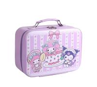 Roffatide Cartoon Melody Cosmetic Organizer Large Capacity Makeup Case for Women Girls Xmas Gift PU Leather Travel Makeup Train Case Portable Storage with Mirror Purple Gift for Xmas New Year