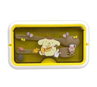 Roffatide Cartoon Pudding Dog Cute Printed All-in-One Bento Boxes with Handle Kawaii 4-Point Lock Type Lunch Box Containers for Food Fruit Snack