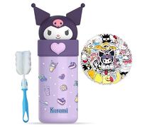 Roffatide Cartoon Water Bottle Women's Thermos Cup Vacuum Insulated Stainless Steel Water Bottle Cute Girl's Gifts Keeps Beverages Hot or Cold（1 Brushes+51 Stickers）
