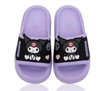 Roffatide Cinnamoroll Melody Kuromi Cloud Slippers Cute Cartoon Sandals Quick Drying Shower Slides Beach Slippers Non-Slip Travel Slides Purple/Black 3.5-4.5