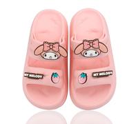 Roffatide Cinnamoroll My Melody Kuromi Sandals Cute Cartoon Open Toe Sandals Women's Thick Sole Beach Pool Slippers Non-Slip Slides Pink 3-4