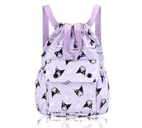 Roffatide Cute Cartoon Evil Rabbit Cute Bunny Drawstring Backpack All Over Print Sports Gym Bag for Women Drawstring Cinch Bags Large Size String Bag Nylon Sackpack Purple