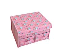 Roffatide Cute Little Twin Stars Collapsible Storage Bin Foldable Desk Storage Box with 2 Drawers Nylon Makeup Organizer Desk Caddy for Office Room Home