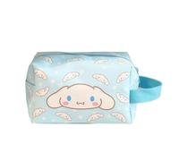 Roffatide Cute White Ear Dog Makeup Bag Artificial Leather Travel Toiletry Bag Organizer Makeup Brushes Storage Bag Cosmetic Box Blue