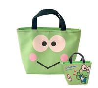 Roffatide Green Frog Lunch Tote Bag Reusable Insulated Lunch Box for Women Thermal Cooler Sack Fake Leather Waterproof Food Handbag Case for Work