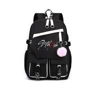 Roffatide Kpop Stray Kids Backpack Students Durable Bookbag with Multiple Pockets Middle Senior School Shoulder Rucksack for Teens Stay Fans Gifts Black B