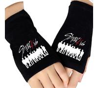 Roffatide Kpop Stray Kids Fingerless Gloves for Boys Girls Knit Touchscreen Gloves Winter Gift for Stay Black B