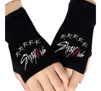 Roffatide Kpop Stray Kids Fingerless Gloves for Boys Girls Knit Touchscreen Gloves Winter Gift for Stay Black F