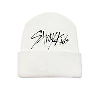 Roffatide Kpop Stray Kids Knitted Hat for Outdoor Sports Warm Winter Hat for Stay Unisex Ideal for Christmas Winter Gift White A
