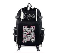 Roffatide KPOP Stray Merch Backpack for Girls Boys SKZ Large Capacity Schoolbag Casual Daypack 18L for Stay Ideal for Back to School Black A