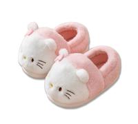 Roffatide Kt Cat Cozy Full Slippers Plush Warm Slip-on Slippers for Women Men Comfy Fleece Faux Fur House Slippers Fluffy Outdoor Slipper with Anti-Skid Sole White 4.5-5