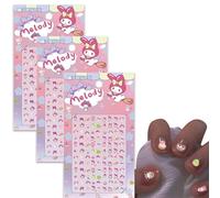 Roffatide Melody Luminous Nail Stickers 3 Sheets 3D Self-Adhesive Decals DIY Nail Art Decoration Set Cute Design Manicure Nails Decoration Accessories for Women Girls