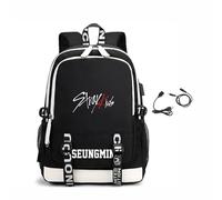 Roffatide Stray Kids Backpack for Boys Girls Casual Daypack with Padded 15.6" Laptop Sleeve Lightweight School College Bag for STAY Black D