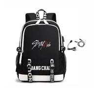 Roffatide Stray Kids Backpack for Boys Girls Casual Daypack with Padded 15.6" Laptop Sleeve Lightweight School College Bag for STAY Black C