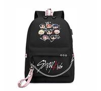 Roffatide Stray Kids Backpack for Girls Boys KPOP Merch SKZ Schoolbag Casual Backpack for Stay Black G