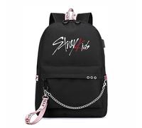 Roffatide Stray Kids Backpack for Girls Boys KPOP Merch SKZ Schoolbag Casual Backpack for Stay Black E