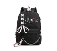 Roffatide Stray Kids Backpack for Girls Boys KPOP Merch SKZ Schoolbag Casual Backpack for Stay Black A