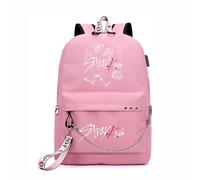 Roffatide Stray Kids Backpack for Girls Boys KPOP Merch SKZ Schoolbag Casual Backpack for Stay Pink B