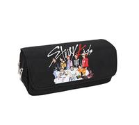 Roffatide Stray Kids Merch Pencil Case for Boys Girls Large Capacity Pen Organizer SKZ Storage Pouch for Stay Black O