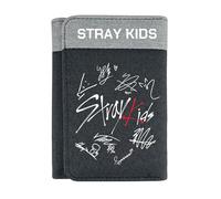 Roffatide Stray Kids Wallet Kpop Merchandise Tri-fold Wallet for Stay Fans Lightweight Canvas Short Purse with ID Window Teenagers Students Gift Style A