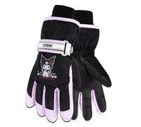 Roffatide Winter Warm Gloves Kuromi Cold Weather Snow Ski Gloves Waterproof Windproof Anti-Slip Thermal Polar Fleece Gloves for Girls Boys Purple B Medium