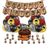Roffatide Wizard Theme Birthday Balloon Party Decorations Set Fantasy Magic World Party Supplies Set with Balloons Banner Cake Toppers for Chrildren and Fans