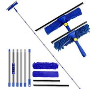 Rofhom Window Cleaner Squeegee Kit - 2.38M (94Ft) Cleaning Equipment with Long Handle 2 in 1 Extendable Window Cleaning Tool for High Windows,Glass,Home,Wall and Car