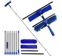 Rofhom Window Cleaner Squeegee Kit - 3.1M(10ft) Cleaning Equipment with Long Handle 2 in 1 Extendable Window Cleaning Tool for High Windows,Glass,Home,Wall and Car