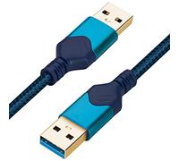 ROFICORD USB 3.0 Male to Male Cable, USB A to USB A 1,5m High Speed Data Cord Compatible with Hard Disk Drive/Laptop Cooler/Set-top Box/DVD Player/TV/Camera and More (5 FT, Blue)
