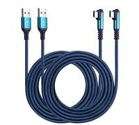 ROFICORD USB Type C Charger Cable 3A, 2-Pack 10ft+10ft Right Angle 90 Degree Fast Charging Braided Cord Compatible with Galaxy S10 S9 and Other Type C Devices (Blue)