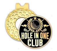 rofiowa Hole in One Club Black Gold Golf Ball Marker with Hat Clip, Funny Golf Accessories for Men Women, Christmas Birthday for Golf Fan Golfer, Novelty Golf Gifts