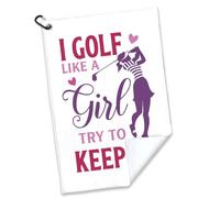 rofiowa I Golf Like A Girl Try to Keep Up Microfiber and Cotton Blend Printed Golf Towel, Funny Golf Accessories for Women, Golf Gift for Golf Fan Her Girlfriend, Golf Lover Birthday Gift