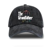 rofiowa The Grandfather Adjustable Cotton Baseball Cap, Funny Retro Black Trucker Hat Outdoor Accessories for Men Grandpa Dad Husband Travel Lover, Retirement Birthday, Washed Black, 7-7 3/8