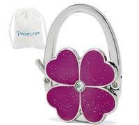ROFLYER Four Leaf Clover Design Foldable Handbag Hanger Folding Purse Table Hook Holder (Purple)